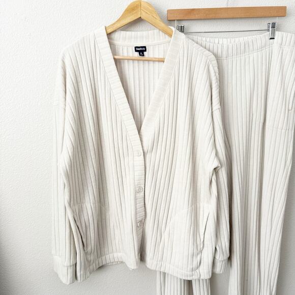 GAP BODY | Cozy Rib PJ Cardigan Top + Pants Bottoms Lounge Wide Ribbed | XL - Picture 4 of 13
